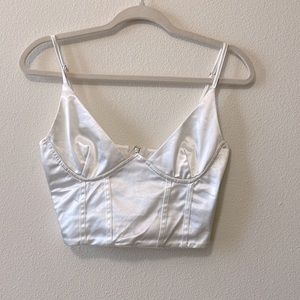 White satin wired corset, S